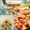 thumbnail image 6 of Sunflower Print Reusable Grocery Tote Bag – Vintage Boho Farmhouse Canvas Shopping Bag with Watercolor Floral Design, Beach, Picnic, Summer & Fall, 6 of 7
