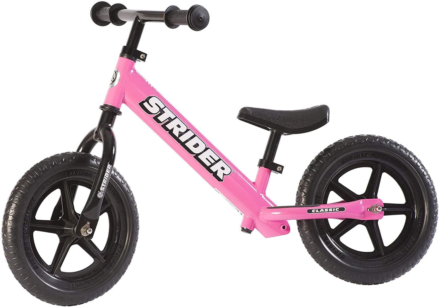 Strider Classic Balance Bike 12" Pink Bicycle No Pedals Learn to Ride for Kids 