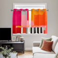 thumbnail image 5 of Pink Orange Kitchen Curtains Short 45 Inch Length, Geometric Modern Abstract Oil Painting Grommet Top Bedroom Living Room Curtains, Light Filtering Cafe Curtain Drapes 2 Panels Set 84''x45'', 5 of 9