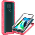 thumbnail image 1 of CoverON Motorola Moto G9 Play Case with Screen Protector Tempered Glass, Military Grade Full Body Rugged Slim Fit Clear Phone Cover, Pink (White), 1 of 10