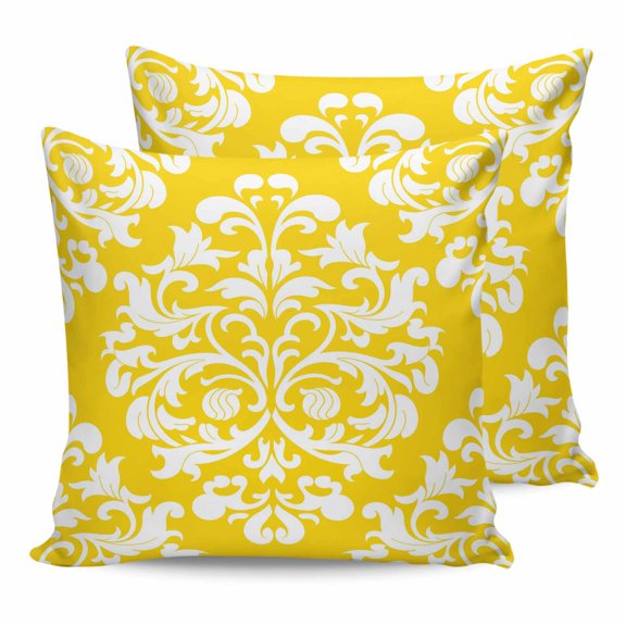 Outdoor Pillow Covers Pack of 2, Abstract Boho Gold and White Floral Waterproof Throw Pillowcase Cushion Cases, Vintage Aesthetic Decorative Pillow Cover for Couch Sofa Home Bed Patio