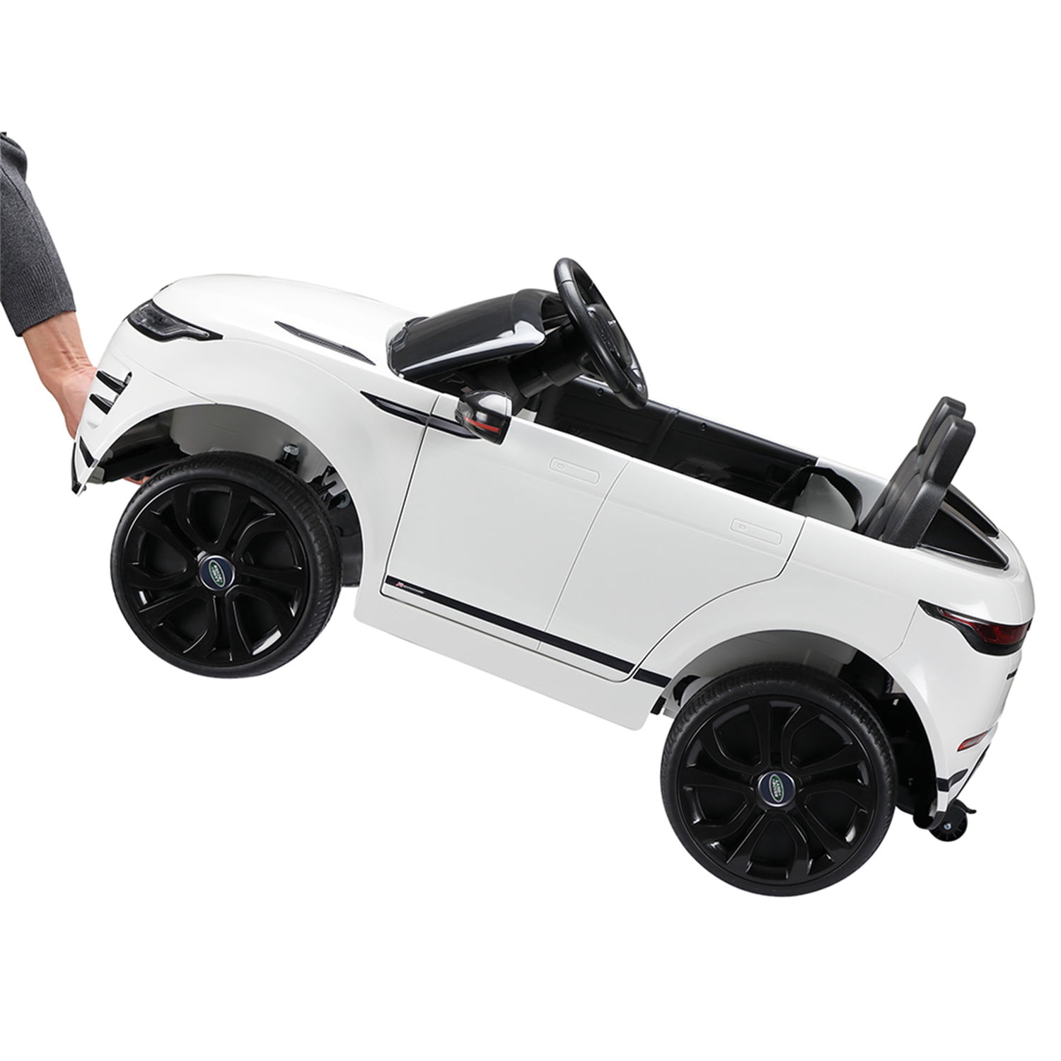 CIPACHO Licensed Land Rover 12V Car for Kids, Ride on Cars with 2.4G Remote Control, Double Doors, LED Lights, White