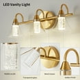 thumbnail image 3 of 3-Lights Bathroom Light Fixtures Gold Vanity Light Over Mirror with Glass Shades (Include Crystal LED Light), Wall Sconce Lighting for Bathroom Bedroom Living Room, 3 of 4