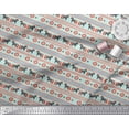 thumbnail image 2 of Soimoi Green Cotton Cambric Fabric Stripe & Horse Folk Art Print Fabric by Yard 42 Inch Wide, 2 of 3