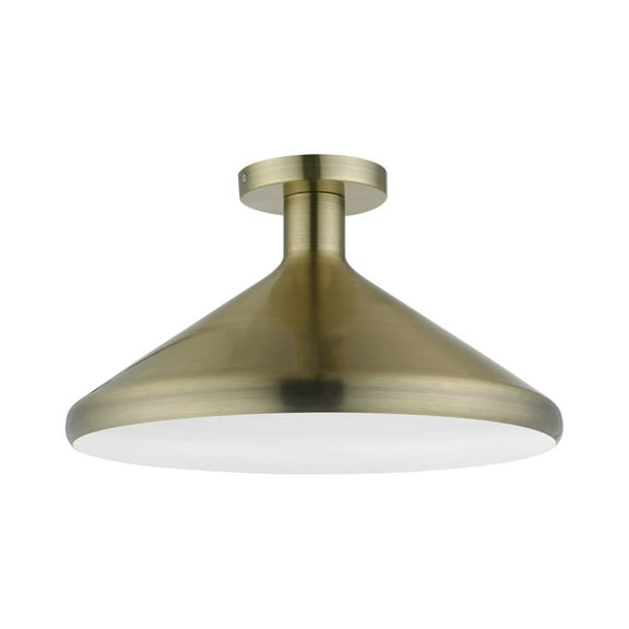 40950-01 Livex Lighting Geneva - 1 Light Semi-Flush Mount In Urban Style-8.75 Inches Tall and 15.25 Inches Wide-Antique Brass Finish
