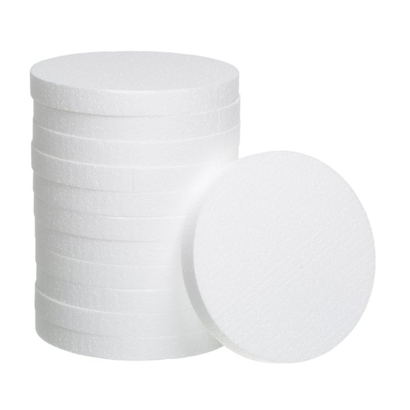 Foam Circles Crafare, redondo, 8 pulgadas, 1 pulgada de grosor, paquete de 5 unidades, color blanco