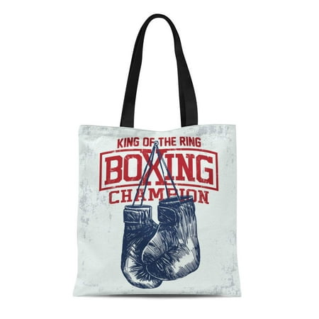 LADDKE Canvas Bag Resuable Tote Grocery Shopping Bags Gym Vintage Boxing Gloves Works Boy Kid Sport Tote (Best Boxing Gloves For Bag Work)
