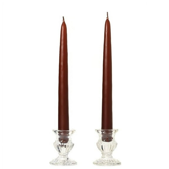 1 Pair Taper Candles Unscented 10 Inch Brown Tapers .88 in. diameter x 10 in. tall