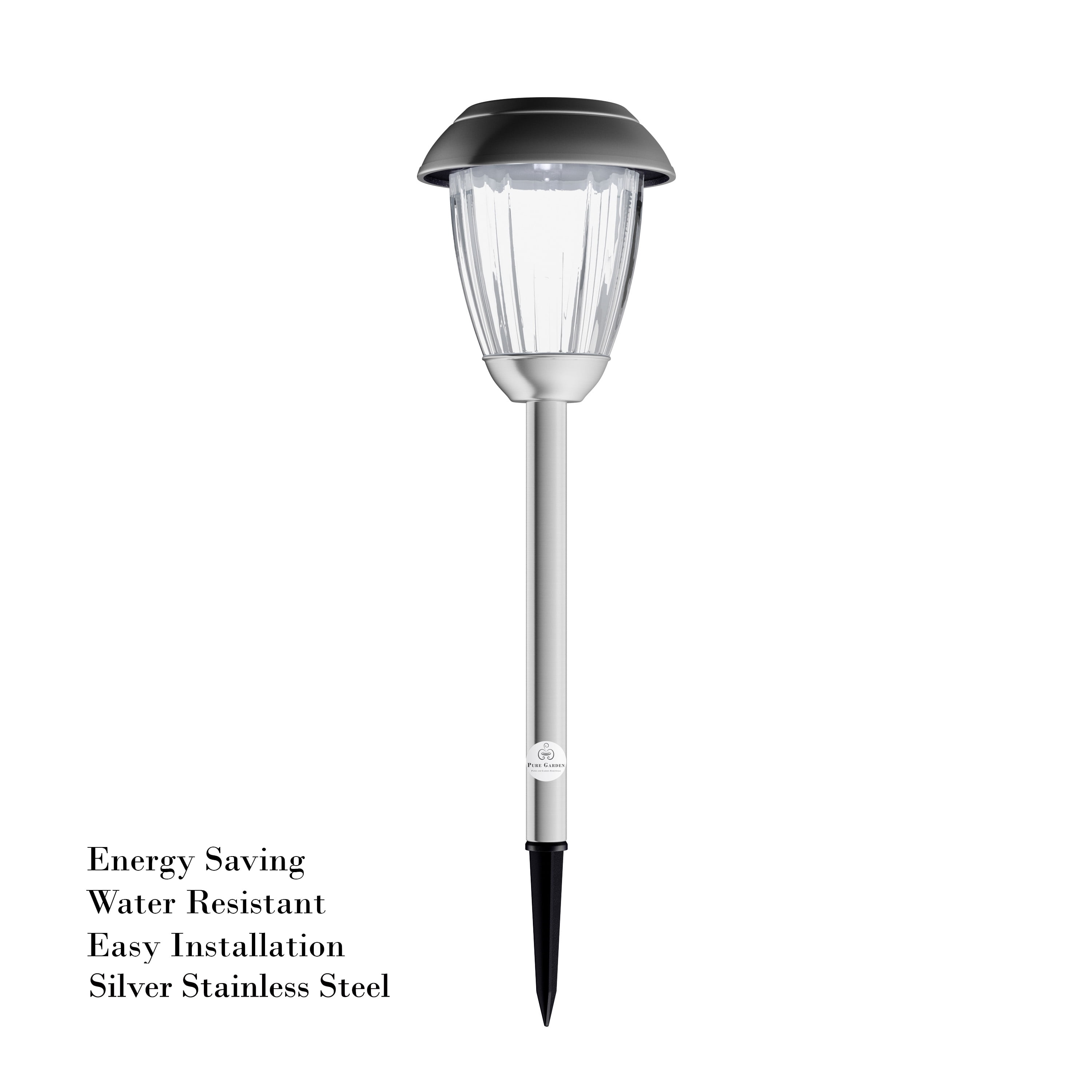 Pure Garden Set of 8 Stainless-Steel Solar Outdoor Light Stakes (Gunmetal)