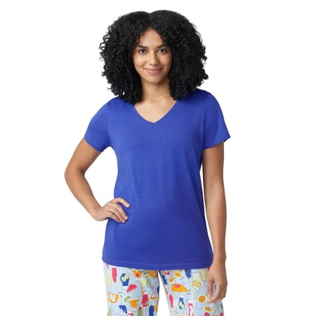HUE Women's Pajama Separates Blueberry-V-Neck Tee L