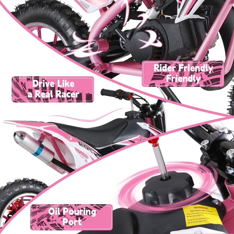 49cc Mini Dirt Bike for Kids, 2-Stroke Gas Power Off-Road Motorcycle with 10-Inch Tires Front & Rear Disc Brakes Shock Absorbing Soft Seat Cushion, Mini Motocross Motorcycle Dirtbike 40 KM/H