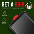thumbnail image 3 of Bakken- Swiss Nonstick Cookie Sheet Pan Carbon Steel Oven Tray Sheet Pan with Red Silicone Handles -large Bakeware Pan Tray with Gray Coating Inside & Outside, 3 of 7
