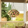 thumbnail image 5 of Artificial Fake Hanging Plants Flowers Basket for Spring Outdoor Decoration,Faux Silk Flowers Realistic UV Resistant in 12 inch Coconut Lining Baskets for Patio Decor(Rose red White), 5 of 5