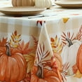 thumbnail image 5 of Fall Tablecloth Rectangle 60x120 Inch, Thanksgiving Autumn Harvest Pumpkin Buffalo Plaid Decoration Table Cloth, Stain Resistant Table Cover for Party/Dining/Holiday, Orange Checkered, 5 of 6