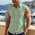 thumbnail image 3 of Rvwovn Men's Sleeveless Turn-Down Collar Button Down Shirt - Lightweight Relaxed Fit Casual Summer Vest Top, 3 of 7