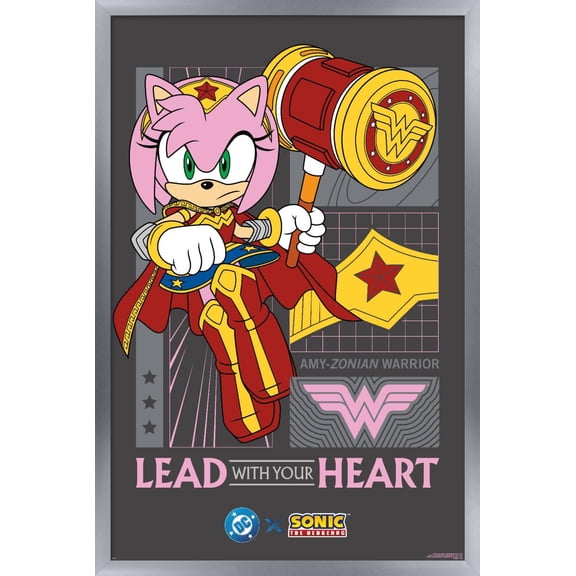 DC X Sonic The Hedgehog - Amy Lead With Your Heart Wall Poster, 22.375" x 34" Framed