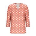 thumbnail image 4 of mfyjkho Tops Para Hacer Ejercicio Para Mujer, Camiseta De Manga Tres Cuartos Con Cuello En V Y Lunares De Color Liso Para Mujer Tops Para Salir Xxl, 4 of 6