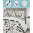 thumbnail image 3 of Quilt King Size Bedding Set, Grey Blue Botanical Reversible Summer Quilt 3 Pieces, Rustic Country Spring Floral Summer Leaf Lightweight Bedspreads Coverlets with 2 Pillow Shams for All Seasons, 3 of 5