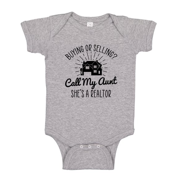 Call My Aunt She's A Realtor Baby Bodysuit One Piece NB Athletic Heather