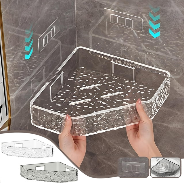 Vaidha Transparent Bathroom Storage Rack Acrylic Non Perforated Bathroom Wall Mounted Triangular Storage Toilet Corner Bathroom Rack