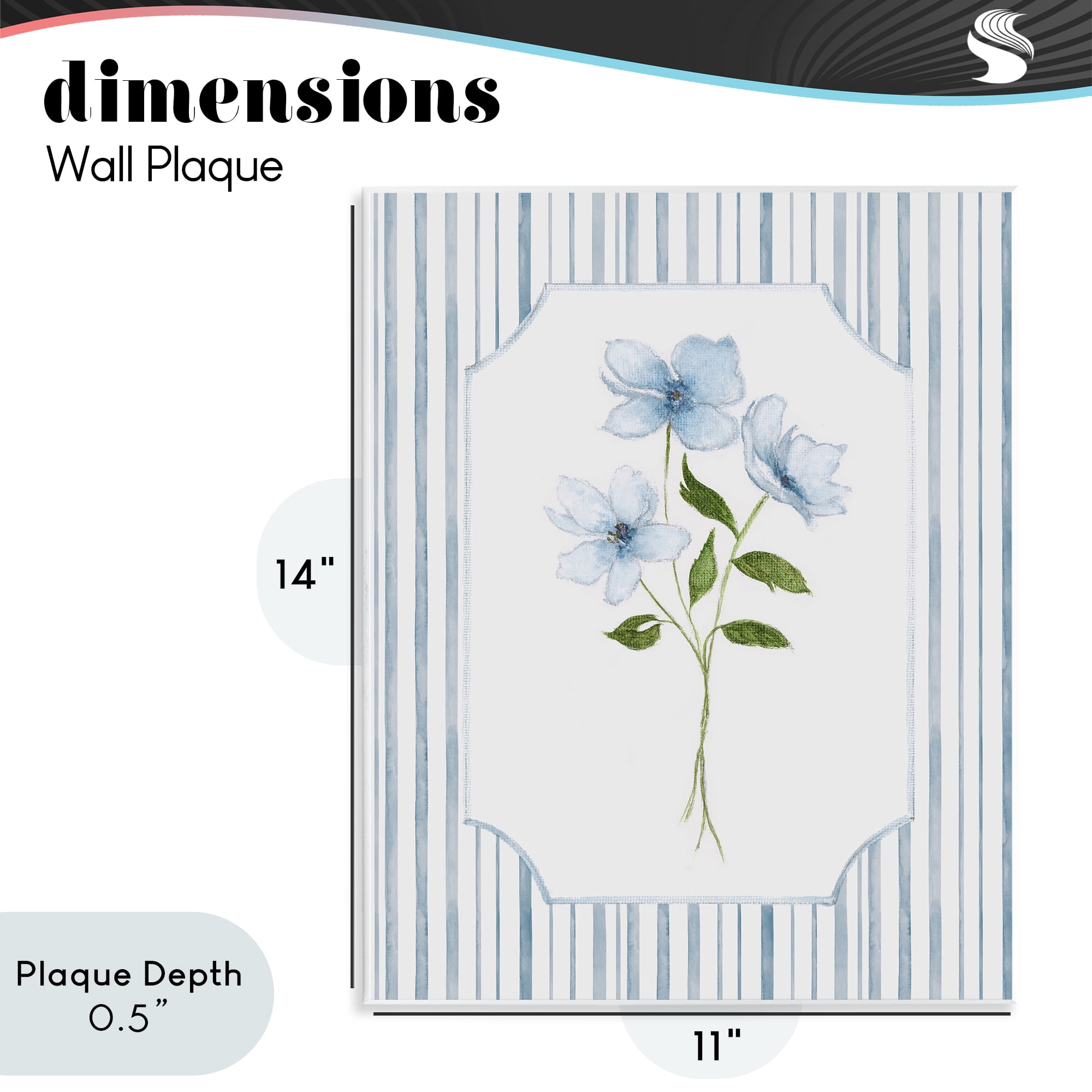 Stupell Industries Soft Blooms & Stripes Wall Plaque Art, design by Tava Studios