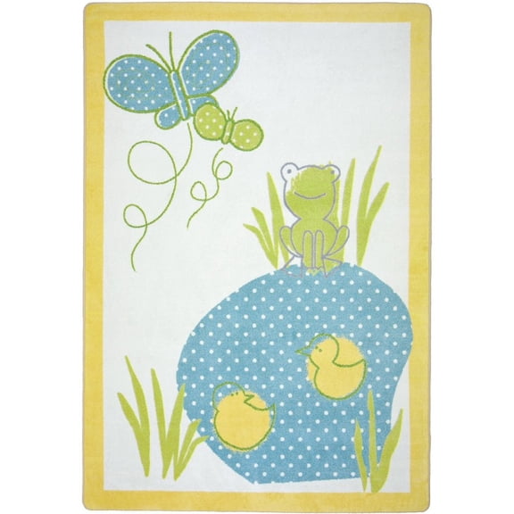 Joy Carpets Kid Essentials Polka Dot Pool 3'10" x 5'4" Area Rug in Color Multi