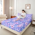 thumbnail image 3 of Erosebridal Teens Chic Flowers Bed Sheets 4pcs,Girls Spring Garden King Sheets,Pink Purple, 3 of 5