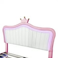 thumbnail image 5 of Queen Size Bed Frame with LED Lights,Modern Upholstered Princess Bed Frame with Crown Headboard Princess for Girls,81.1"x64.2"x55.1",Pink, 5 of 8