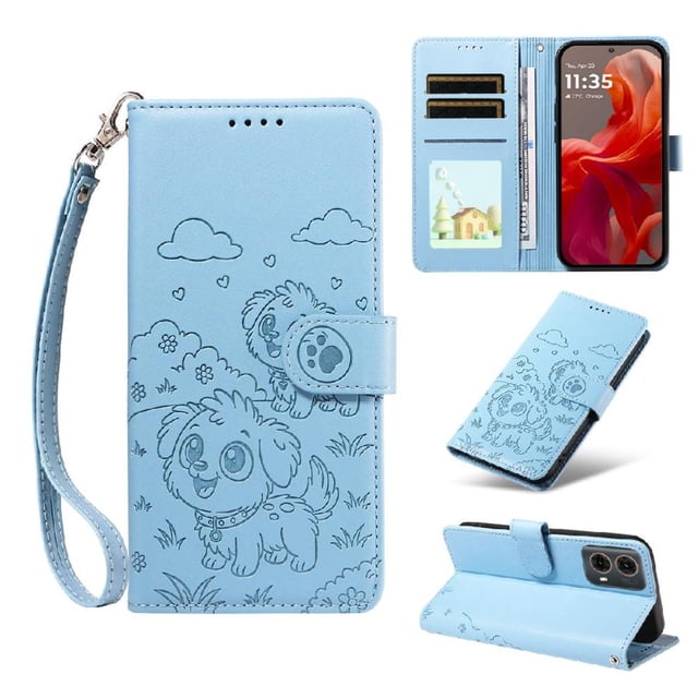 Funda Cartera GANGXUN con Diseño de Perrito en Relieve para Motorola Moto Edge 50 Fusion 5G , Protección 360° con Ranuras y Correa Desmontable