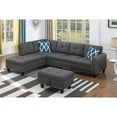 Devion Furniture Polyester Fabric Sectional Sofa with Ottoman in Gray