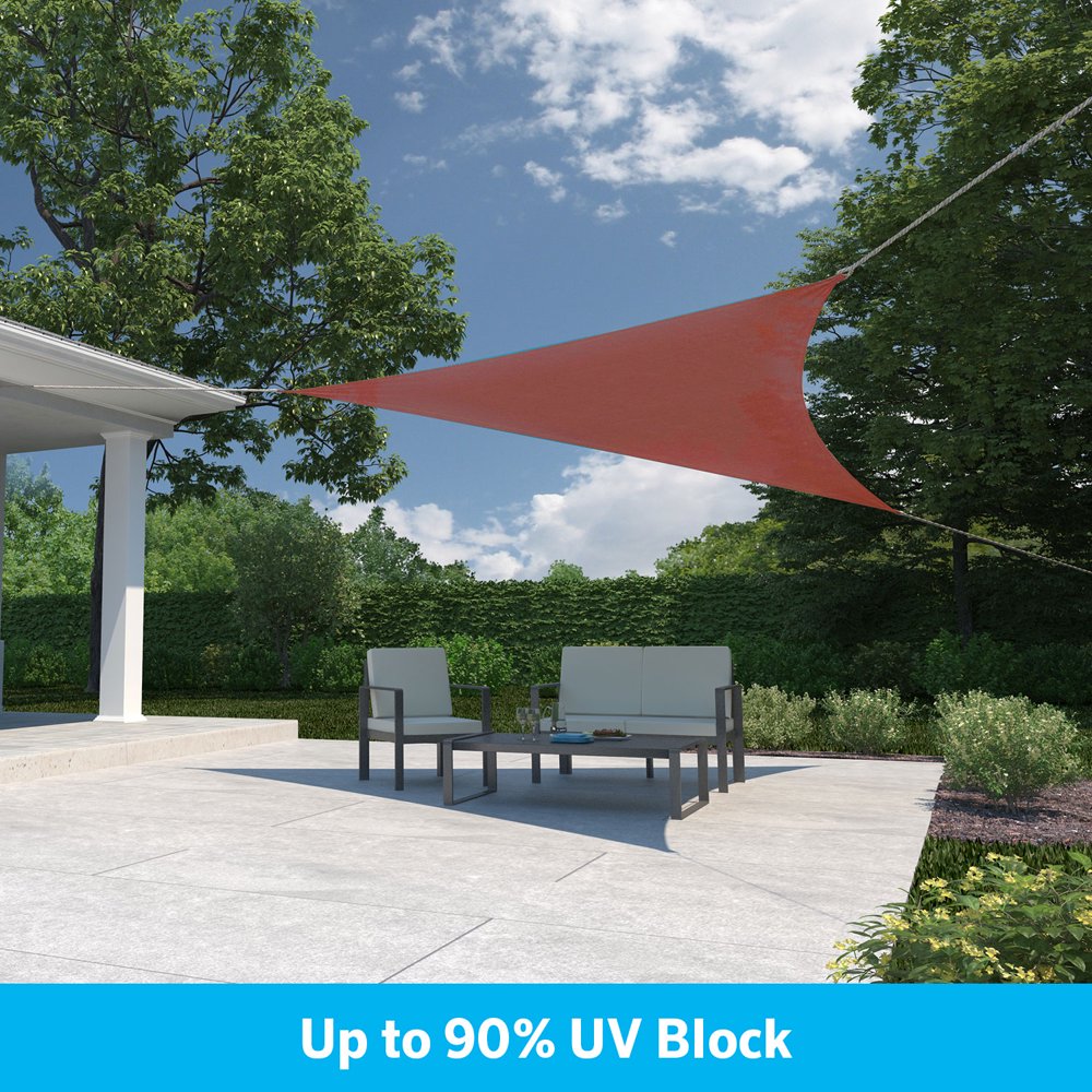 Coolaroo Ready to Hang Shade Sail Triangle 90 UV, 11'10"; Brick