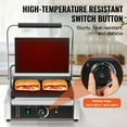 thumbnail image 4 of KFFKFF Professional Panini Press, 1800W Electric Grill for Sandwiches, Made of Stainless Steel with Temperature Adjustment and 14"x9" Enamel Coated Plate, Ideal for Hamburger, Steak, and Bacon, 4 of 9