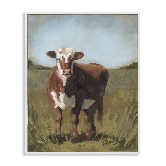 Stupell Industries Rustic Lodge Cattle Vast Countryside Field White Framed Giclee Art, 11 x 14, by Sara Baker