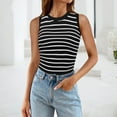 thumbnail image 4 of Wang6 Womens Ribbed Turtleneck Tank Tops Trendy Sleeveless Knit Tshirts Causal Striped Printed Going out Tops Tees Black One Size, 4 of 5