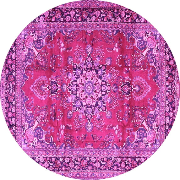 Ahgly Company Indoor Round Medallion Pink Traditional Area Rugs, 8' Round