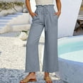 thumbnail image 2 of Lixiuxyad Womens Baggy Pants Women's Casual Loose Fit Straight Leg Pants Elastic Waist Comfortable Daily Wear Pure Color Summer Trousers For Spring And Season Gray, 2 of 6