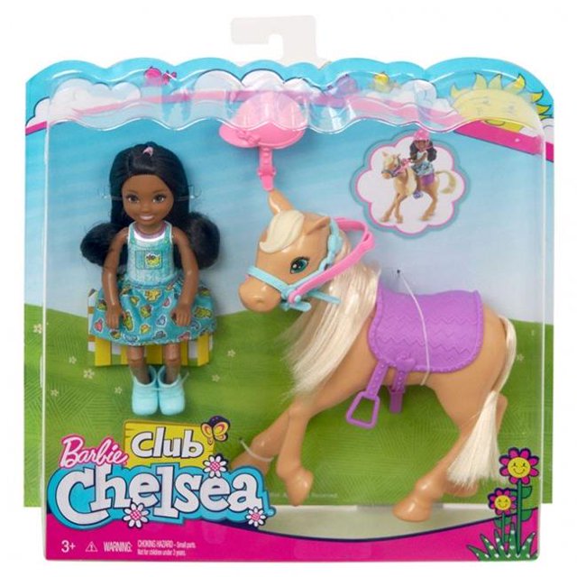 Mattel MTTFRL84 Poupée Barbie-Chelsea et Jouets pour Chevaux - 4 Pièces