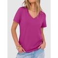 thumbnail image 6 of ANRABESS Womens Short Sleeve Tops Casual V Neck Wrinkle - Free Basic T Shirts Summer Cute Tee 2026 Spring Fashion Clothes Hot Pink Large, 6 of 7