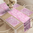 thumbnail image 2 of Ambesonne East Table Runner & Placemats, Paisley Leaves, Placemat 4 pcs + Runner 16"x72", Pink and White, 2 of 2