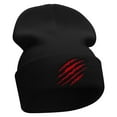 thumbnail image 4 of Claw Marks Embroidered 12 Inch Long Knitted Beanie - Black OSFM, 4 of 5