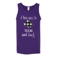 thumbnail image 2 of Wild Bobby, I Love You To Texas And Back Plaid Pop Culture Mens Graphic Tank Top, Purple, Medium, 2 of 3
