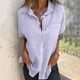 thumbnail image 2 of Vestidos Casuales Para Mujer, Blusas De Mujer De Moda Blusa de verano tipo túnica de lino con cuello en V, manga corta, botones sueltos y bolsillo para mujer, 2 of 6
