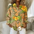 thumbnail image 2 of Womens Hawaiian Shirts Long Sleeve Tropical Print Button Down Shirts Casual Summer Beach Blouses, 2 of 5