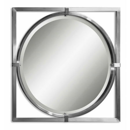 mirror nickel round brushed kagami contemporary modern mirrors beveled unique walmart