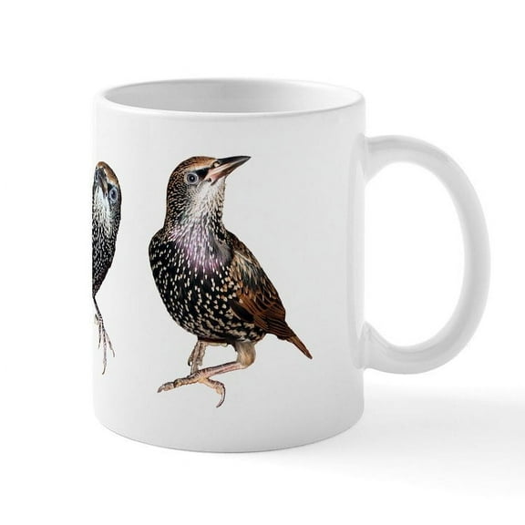 CafePress - Cute Starling Trio Mug - 11 oz Ceramic Mug - Novelty Coffee Tea Cup
