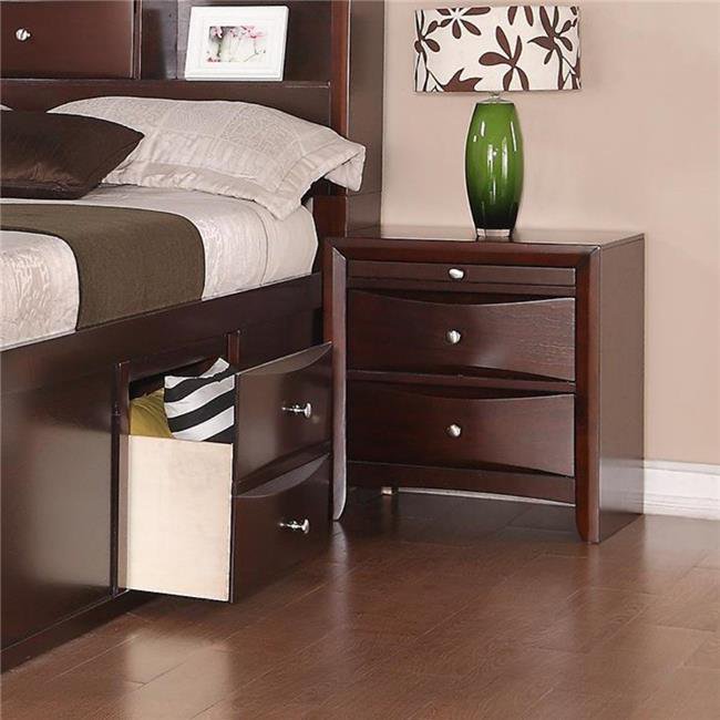 Benzara Pine Wood Night Stand With 2 Drawers And Pull Out Tray