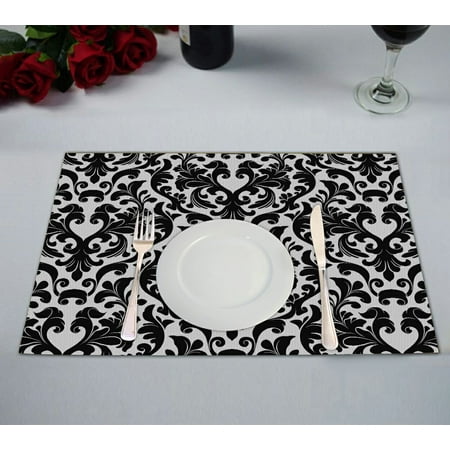 ZKGK Damask Pattern Placemat Table Mat 12x18 inches,Set of 2