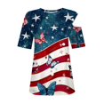 thumbnail image 5 of SELONE Womens Patriotic T Shirts Independence Day Womens Tops Dressy Casual Fashion Female Round Neck Loose T Shirt Tops Plus Size Patriotic Clothing Perfect for Independence Day Dark Blue XL, 5 of 7