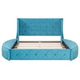 thumbnail image 5 of Upholstered Platform Bed Queen Size Storage Velvet Bed with Wingback Headboard and 1 Big Drawer,2 Side Storage Stool, 5 of 21