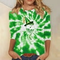 thumbnail image 3 of Craaazy Women's 3/4 Sleeve Round Neck Casual St Patricks Day Irish Festival Clover Comfy Graphics Print Printed Pullover T-shirts Gifts, 3 of 5
